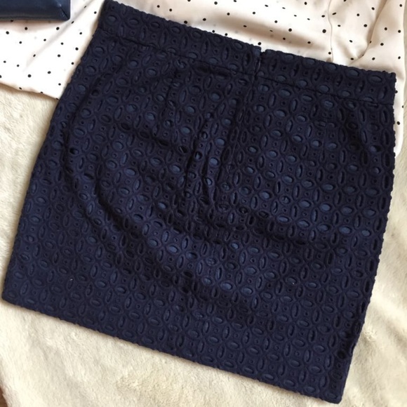 J. Crew Navy Blue Embroidered Skirt - Picture 3 of 4